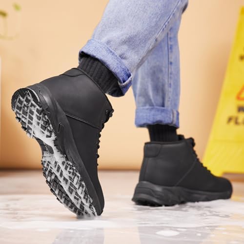 SHULOOK Non Slip Work Boots for Men Slip Resistant Shoes Waterproof Food Service Chef Kitchen Restaurant Working Boots Casual Leather Ankle Boot Outdoor Walking Booties - Image 6